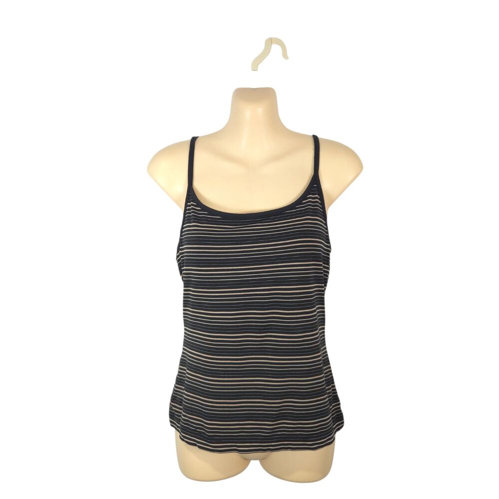 Vintage Banana Republic Striped Cami Tank Top Black Gold XS Made in USA